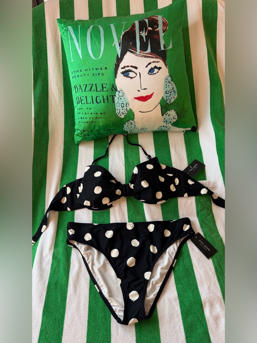 🛍️🛍️ BRAND NEW!! KATE SPADE 2-PC BLACK & WHITE POLKA DOT BIKINI SET 🛍️🛍️